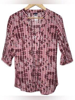 Patagonia Sedum Top Womens Size 6 Granola Organic Cotton Geometric Lightweight